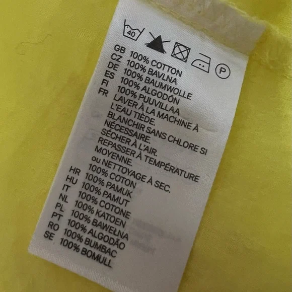 H&M Yellow Button Front Blouse 100% Cotton - Picture 9 of 9